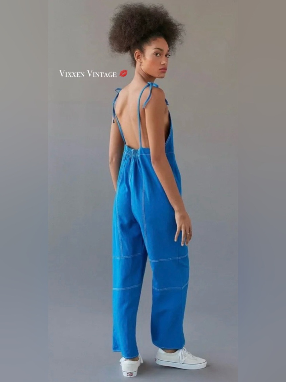 URBAN OUTFITTERS ‘HARLEY LOOSE-FIT LINEN BLEND DUNGAREES’ IN BLUE